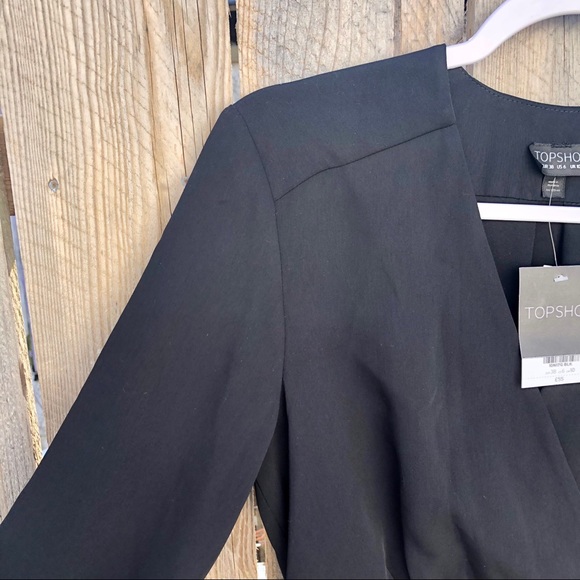 *NWT Topshop | Black Long Sleep Wrap Dress Size 6 - Picture 3 of 6